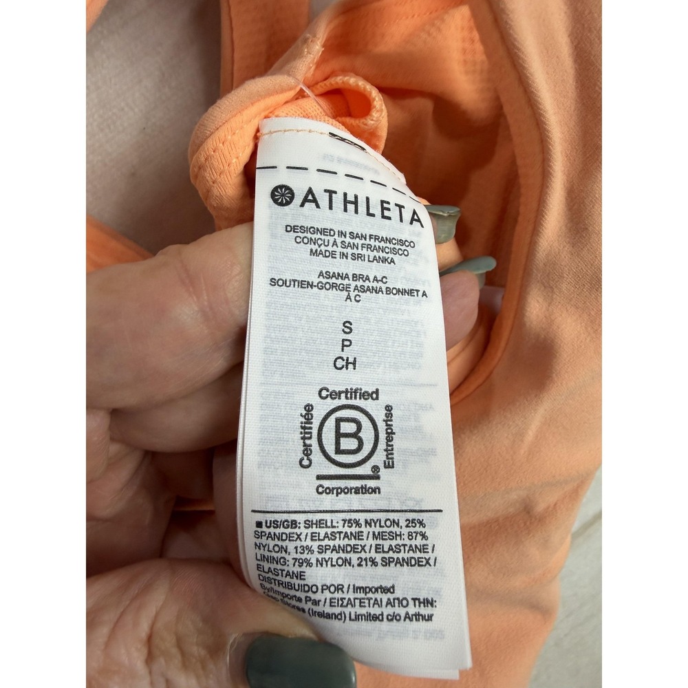 Athleta Sports Bra Womens Small Petite Peach Asana Crossback Padded Yoga - Picture 8 of 8